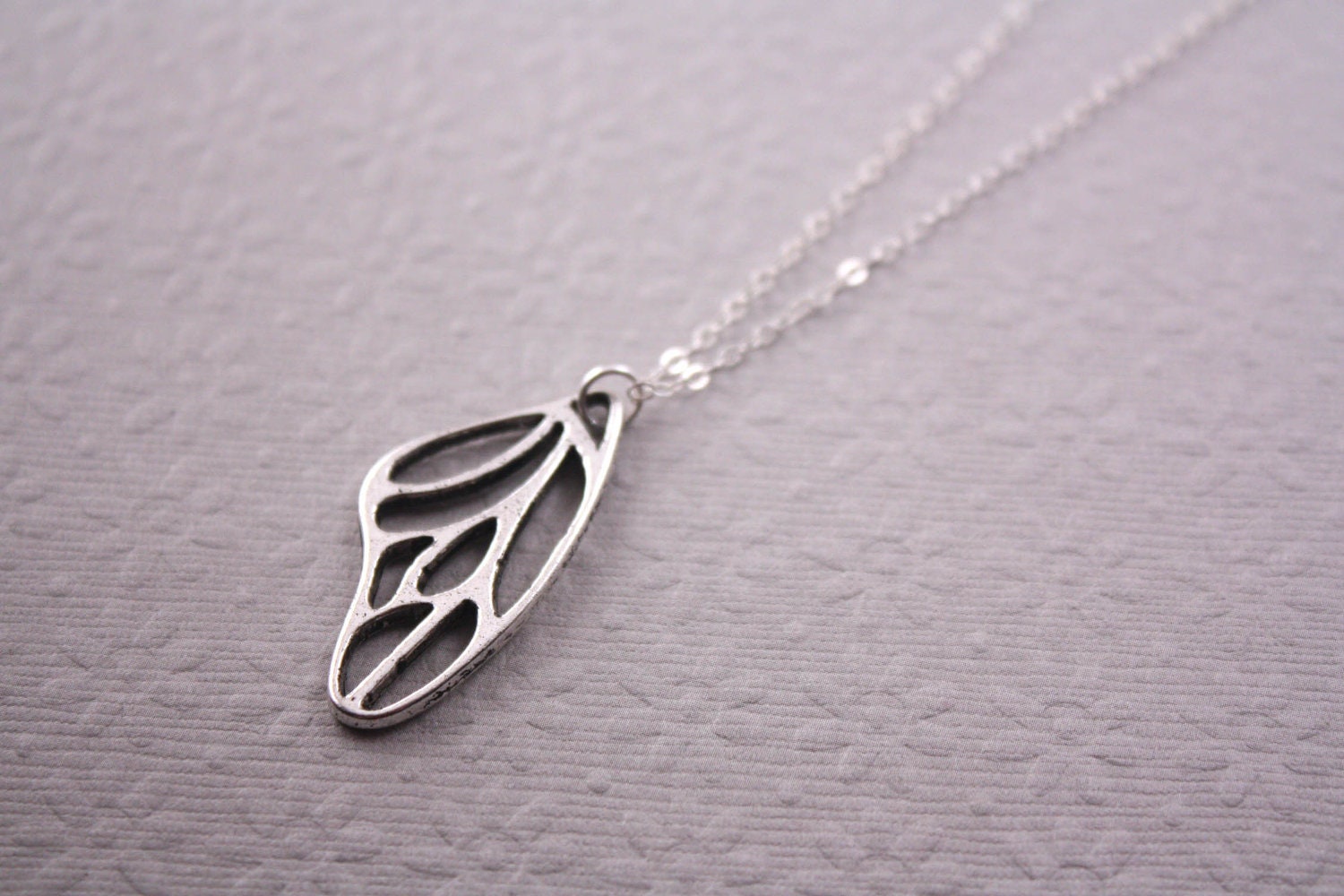 silver fairy wing necklace - woodland whimsy butterfly dragonfly - everyday necklace - simple everyday jewelry - silver fairy