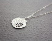 little leaf necklace - woodland tree leaf simple antique silver - everyday necklace - silver drop necklace