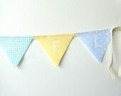 personalized name bunting garland banner Photo prop Baby shower bunting pennants decor fabric colorful new born boy blue green yellow