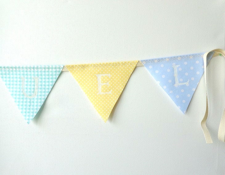 personalized name bunting garland banner Photo prop Baby shower bunting pennants decor fabric colorful new born boy blue green yellow