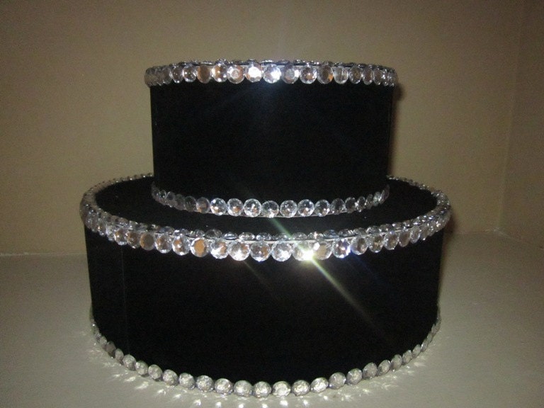 Black Cake Pop / Cup Cake / Cake Stand 2 tier Rhinestone