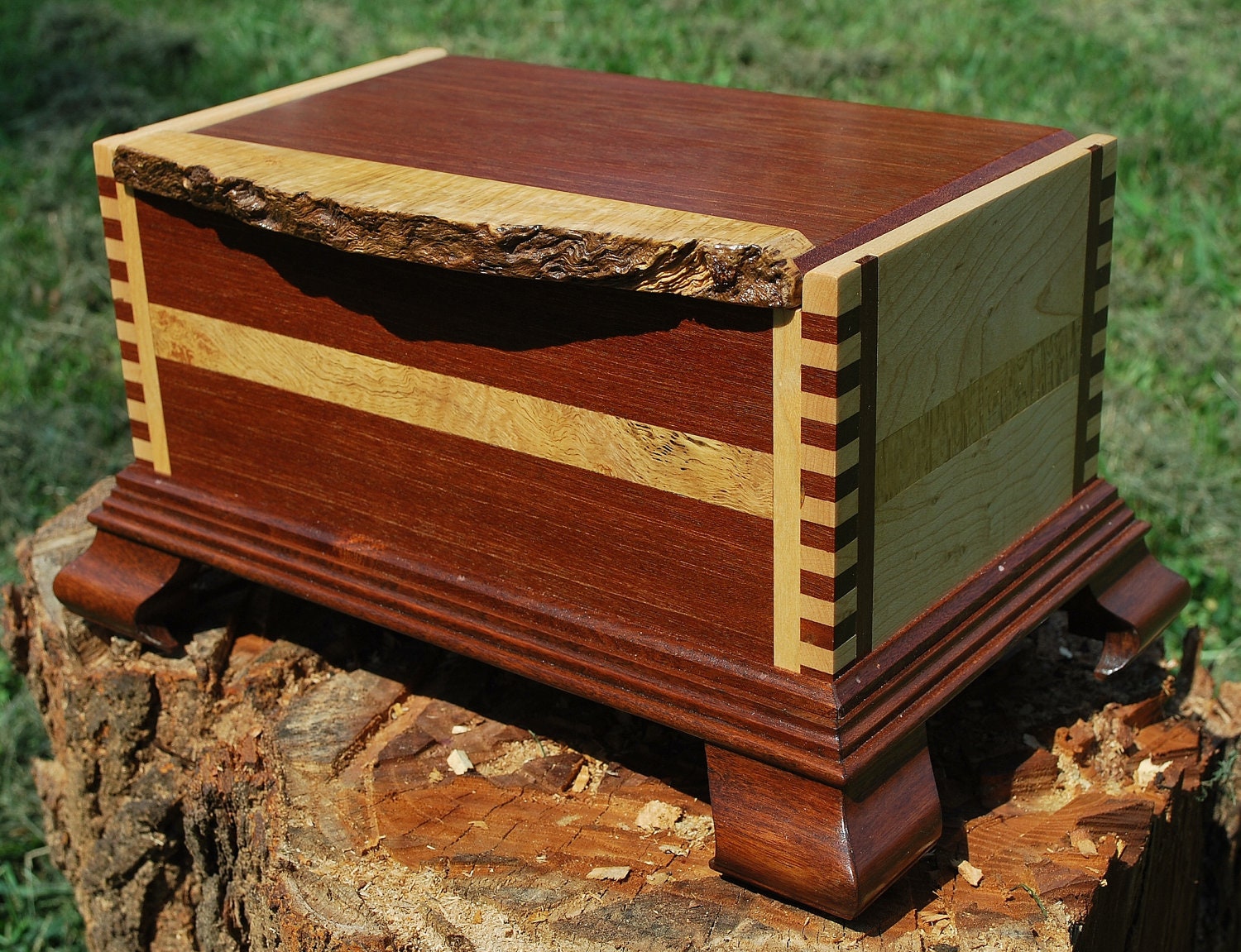 Walnut and maple keepsake box