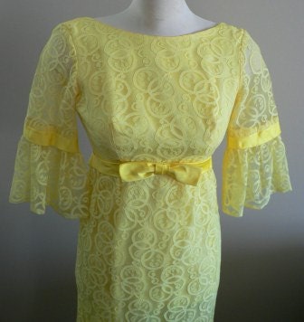 vintage dress ... 50s60s EMPIRE WAIST PRINCESS Sweet ..