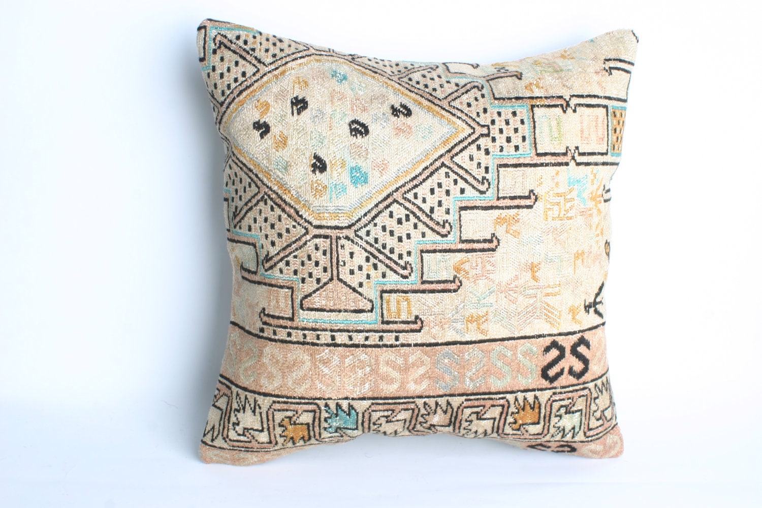 Yuner/Turks Handmade Kilim Silk Pillow Case,High Quality  Decorative Pillow - 16x16
