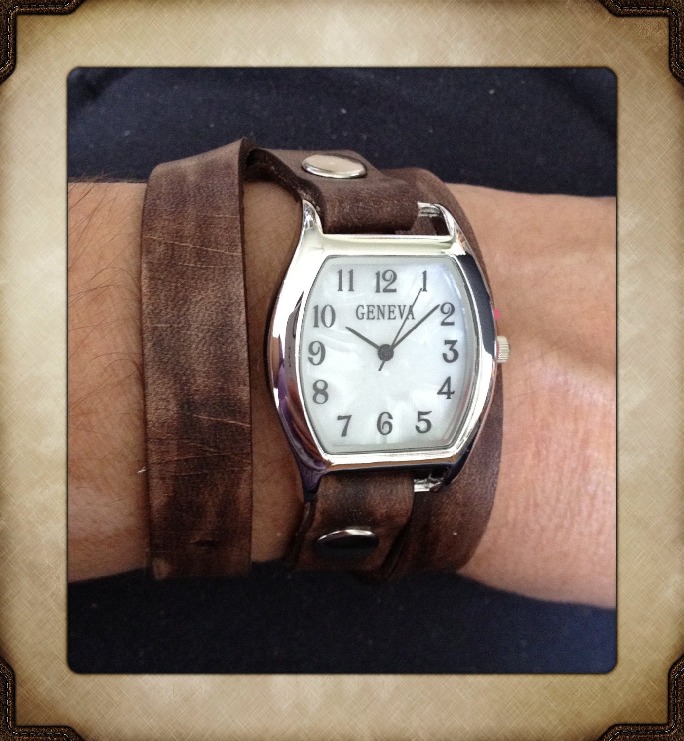 Leather Watch Wrap Bracelet - Made to Order - Distressed Walnut Brown - Leave Me Your Wrist Measurement