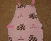 Girl's apron art smock pink John Deere