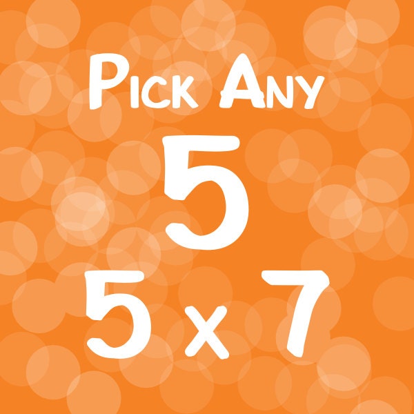 Pick any Five prints 5'' x 7'' -  5 prints from Paper Llamas