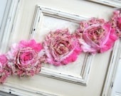 1 Yard Pink Floral Shabby Rose Trim
