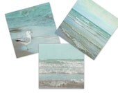 Mint Green Home Decor, 8x8 Beach Three Print Set, Seafoam Ocean Photography, Coastal Wall Art, Seashore Photos, Wave Art Collection, tbteam