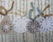 Clock Gift Tags, All Occasion Vintage Clock Tags, Set of Four, Paper Goods, Gift Wrap
