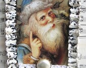 White Christmas Decoration, Vintage Shabby Winter White Santa Decorative Ornament, Handmade Holiday Repurposed OOAK Vintage Santa