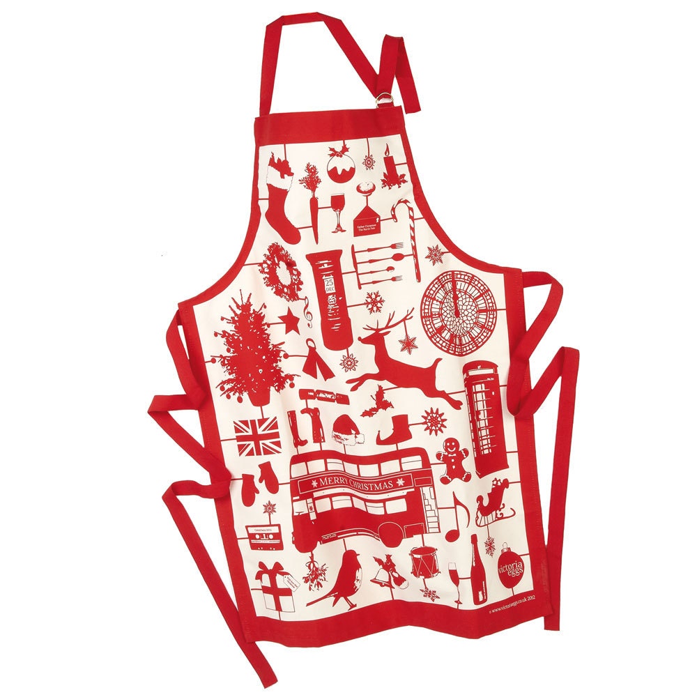 British Christmas Graphic Print Apron