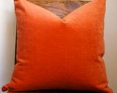 Orange Velvet Pillow Cover Size 22x22
