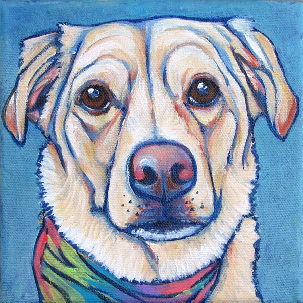 6" x 6" Custom Pet Portrait Painting in Acrylic on Canvas of One Dog, Cat, or Other Animal
