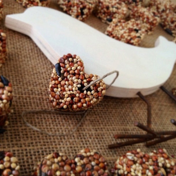 48 petite bird seed hearts - birdseed wedding favor, love birds, DIY assembly, super saver
