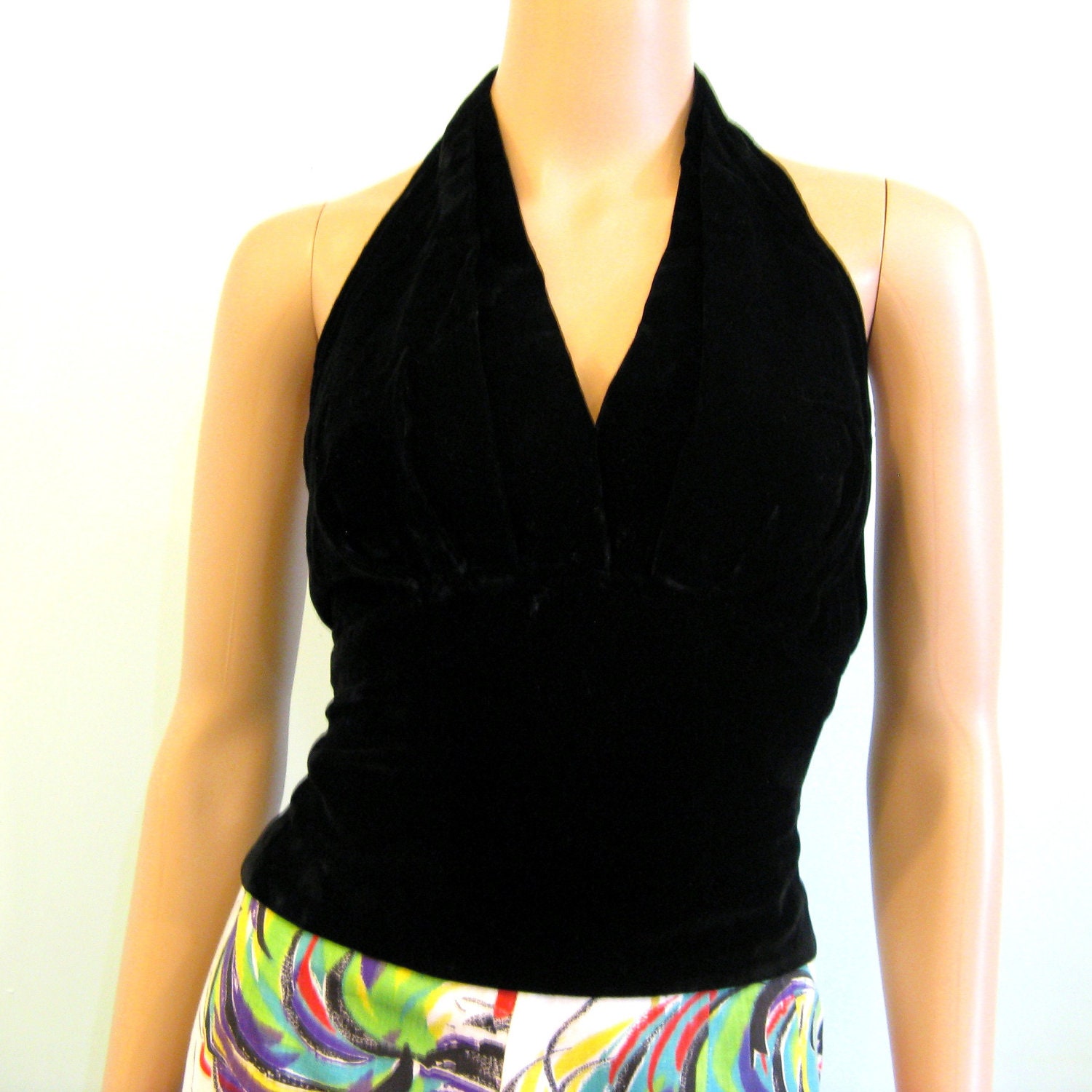 1950s Sexy Velvet Halter Top // If YOU PLEASE // XS/0/2