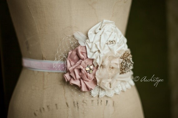 Romance Sash- Wedding Rosette Belt Sash for bridesmaids and bride- The Eliana Rose