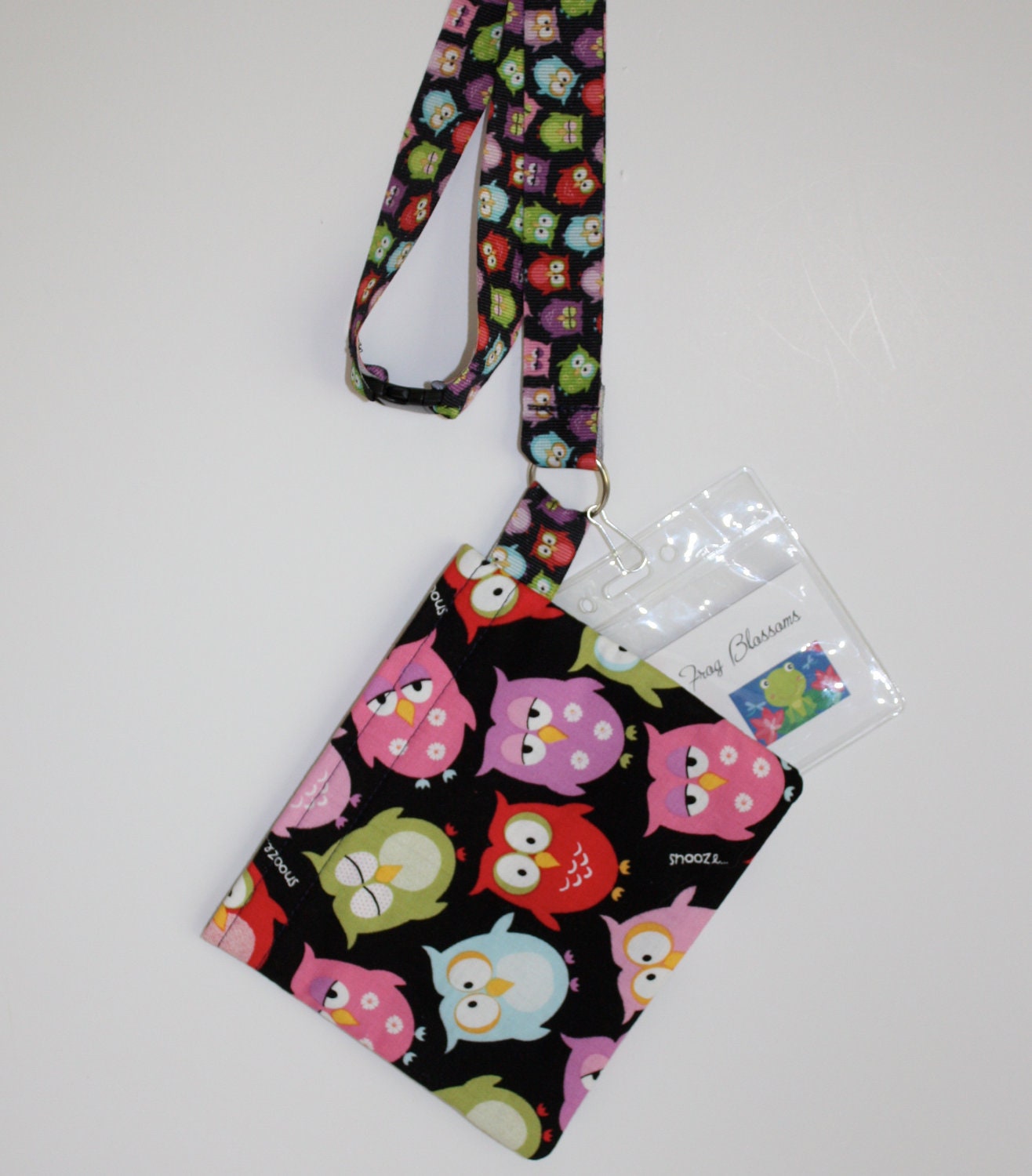 Owls Lanyard Pouch Key Ring, Life's a Hoot Owl Breakaway Clasp Lanyard KeyRing ID Set