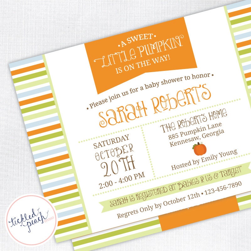 Little Pumpkin Baby Shower Invitation for Boy or Girl - Custom Baby Shower Invite Il_170x135
