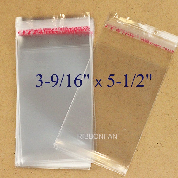 50 pcs  3-9/16" x 5-1/2" Clear Resealable Cello Bags Polypropylene Poly Bags Packaging Bags Cellophane Bags R6E4a1