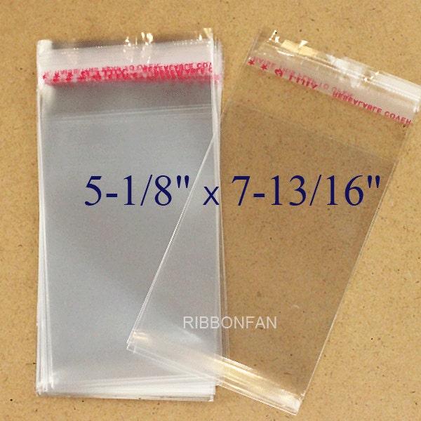 50 pcs  5-1/8" x 7-13/16" Clear Resealable Cello Bags Polypropylene Poly Bags Packaging Bags Cellophane Bags R6E4a3