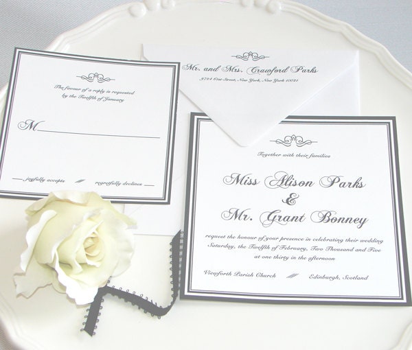 Wedding Invitation: NYC Wedding Invitation (Classic Script, Black & White) SAMPLE
