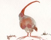 Sale - Buy 2 Get 1 Free Children Art Original Painting Watercolor 4x4 Illustration Bird Kiwi Decor Spring Nursey  Kids Wall Brown Grey