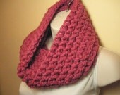 Raspberry Pink Wool Cowl Infinity Circle Scarf Neckwarmer