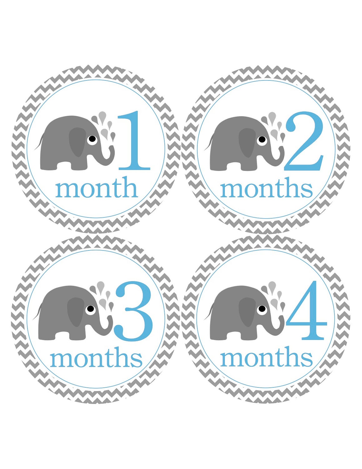 Monthly Onesie Stickers in Blue and Gray Chevron...Onesie Stickers...For New Mom Baby Boy...Fun Photo Prop