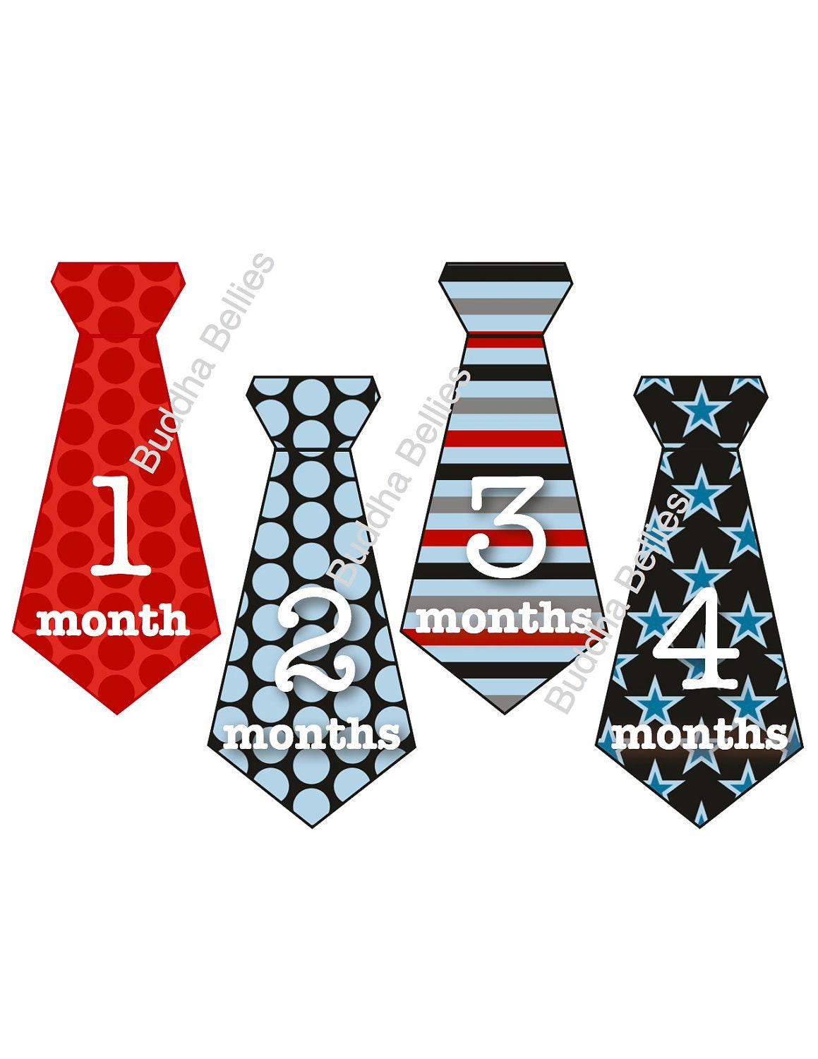 Baby Boy Tie Onesie Stickers in Red and Navy...Favorite Baby Shower Gift for New Mom or Photo Prop...Baby Month Stickers