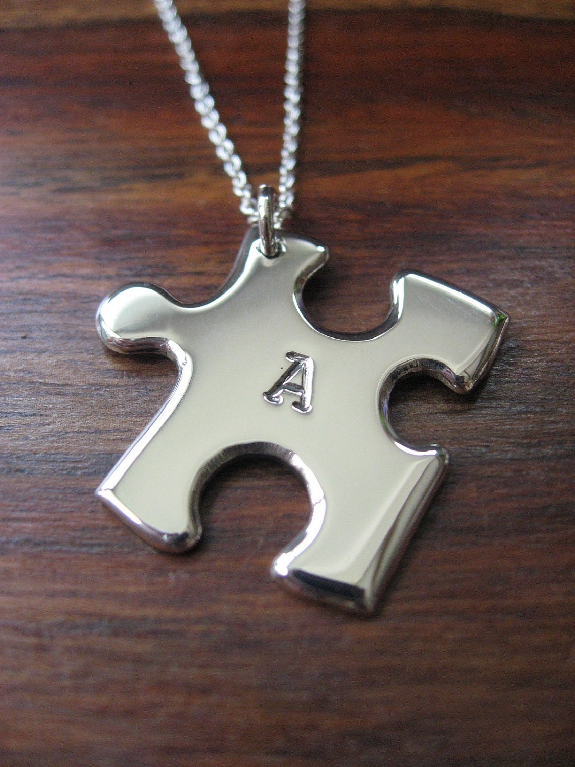Personalised Silver Jigsaw Puzzle Pendant Necklace