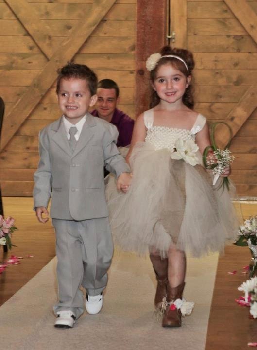Burlap Tutu Dress- Vintage Wedding- Tulle color and flowers can be customized