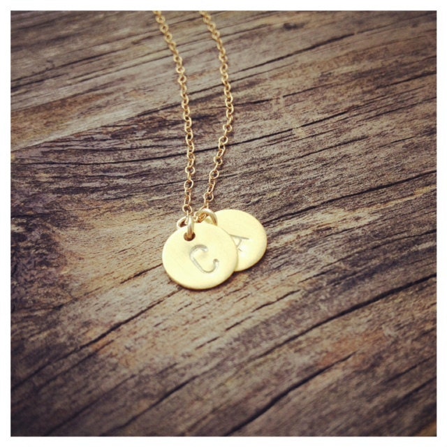 Gold Two Initials Necklace - Personalization Gift - Everyday Wear