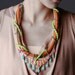 Kershaw, Neon Statement Necklace, tribal necklace, raw ropes with chains and hand painted rhinestones. OOAK