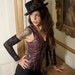 distressed brown leather burlesque steampunk vest leather pleated waitcoat