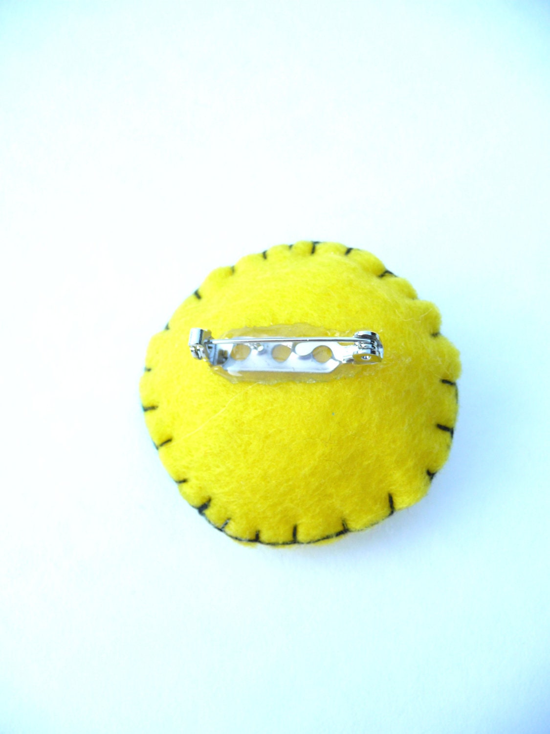 SALE Neon geometric yellow blue pin brooch made from felt