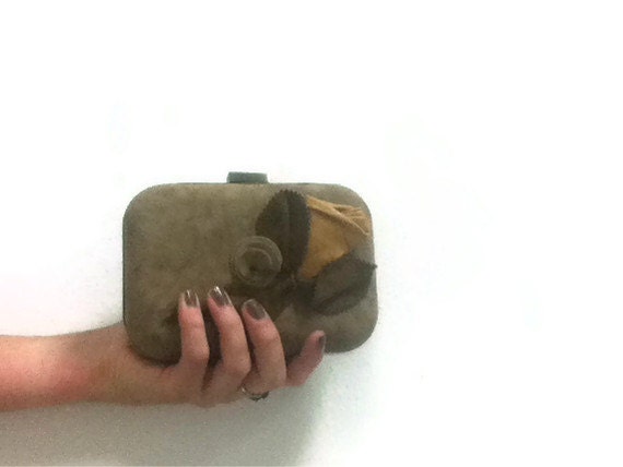 Natural Taupe Suede leather Clutch -OOAK