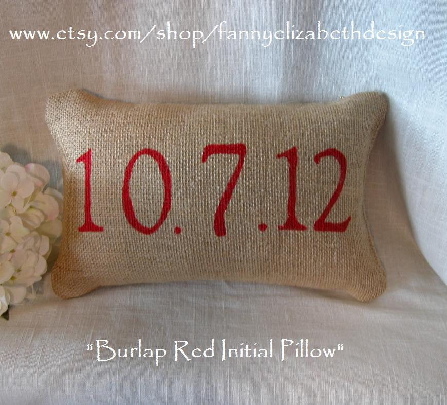 Date Pillow FREE SHIPPING- Burlap Date Pillow- Customized Date Pillow- Personalized Pillow- Wedding Gift- Anniversary Gift- Birthday Gift