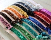 Glitter Elastic Hair Ties - Choose 3 colors - Knotted Hair Ties - Ponytail Holders