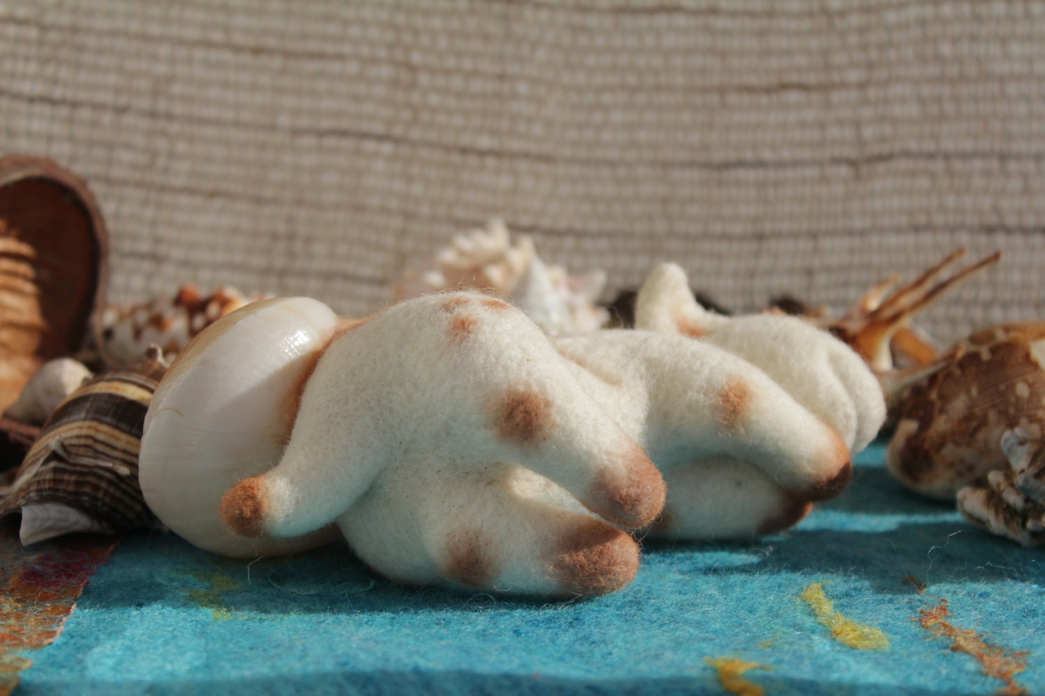Sleeping Mumka needle felted sea creature