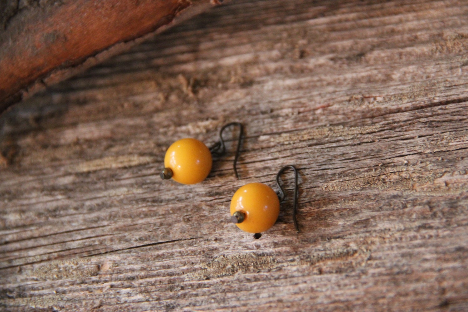 Vintage Yellow Dangle Earrings
