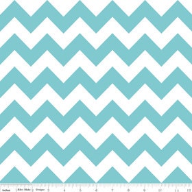 Cotton Fabric CHEVRON/ Riley Blake -Medium Aqua Chevron