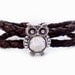 Brown Braided Leather with Cute Antique Silver OWL Charm Bracelet