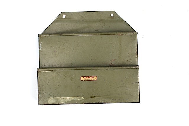Antique Cole Steel Equipment Co., Letter Holder, Under 30, Industrial Decor, Gift For Husband, ARMY Green, Letters To Santa, Mid Century
