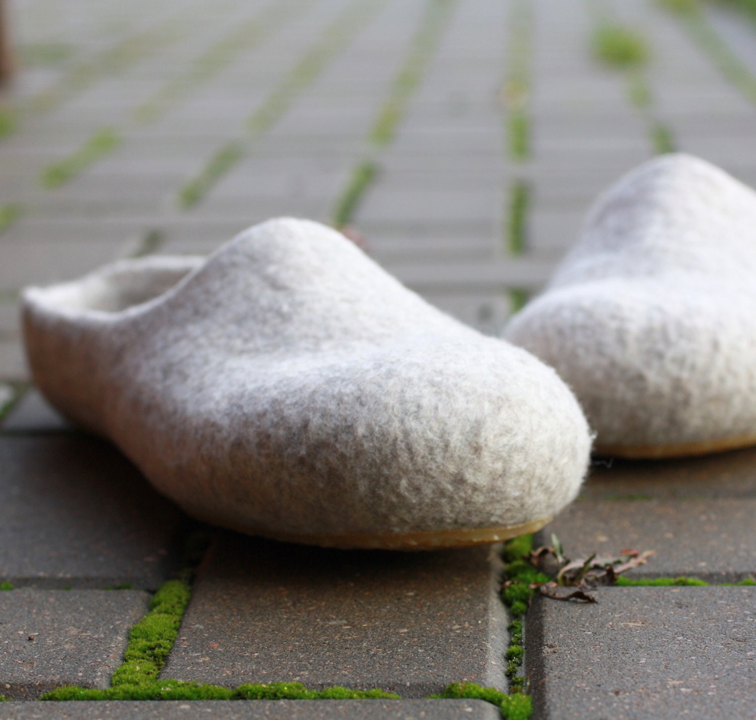 Men felted wool slippers - natural house shoes - fathers day gift