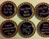 Fifty Shades of Grey Inspired Christian Grey Anastasia Steele Love Quotes Bottle Cap Fridge Refrigerator Magnets Set of 6 Gift Idea