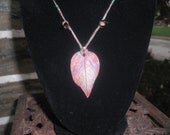 Raku leaf hand beaded necklace