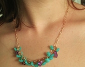 Rose gold and hand beaded glass flower necklace