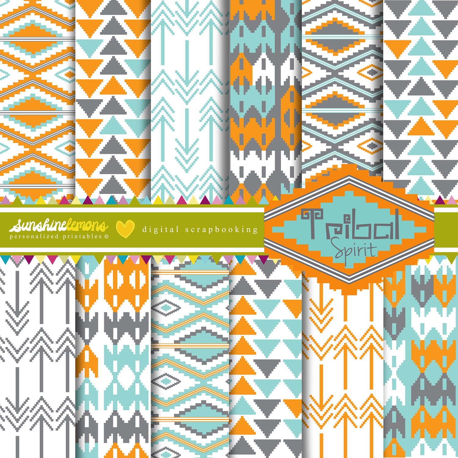 Tribal Spirit Digital Papers - Set of 12