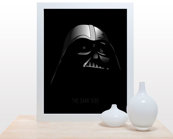 Star Wars Print Darth Vader - 11x14 modern decor wall poster art empire dark side mask black - noodlehug